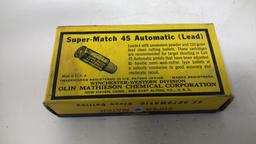 1 Box of Vintage Western 45 Auto Super Match Ammo.