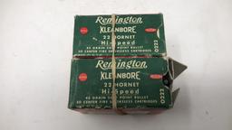 2 Vintage Boxes of Remington 22 Hornet Ammo.