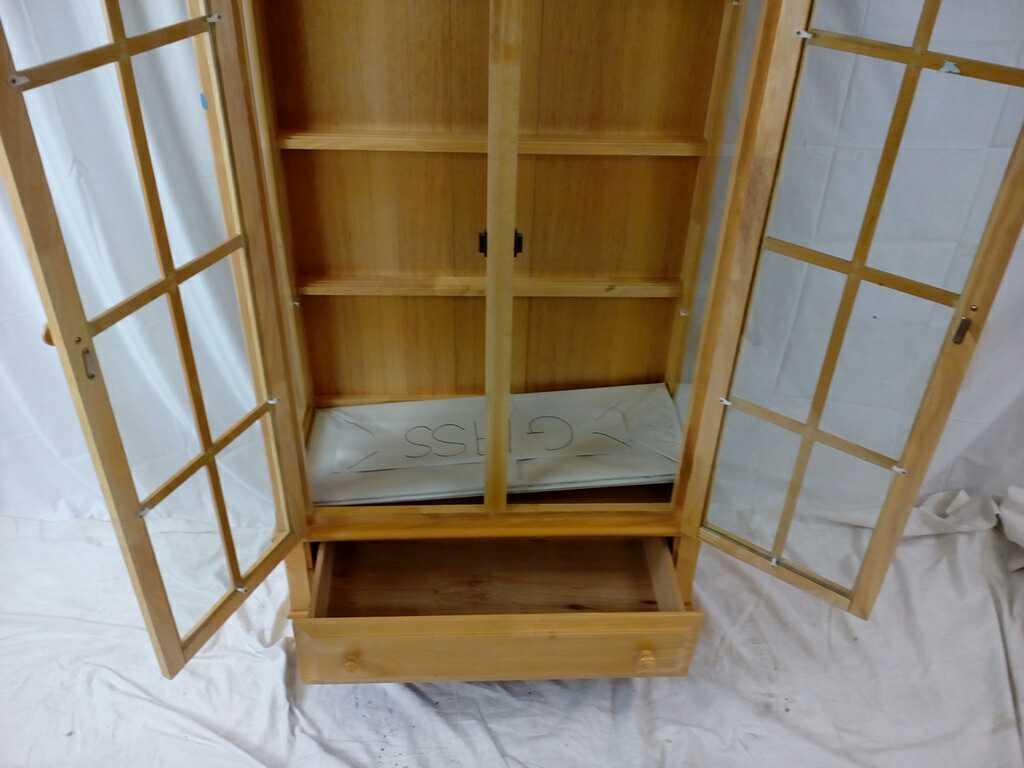 Light Wood Glass China Cabinet