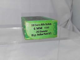 1 BOX OF SIERRA #B2 6MM CALIBER BULLETS