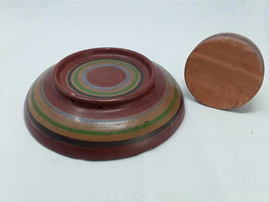 2 antique clay dishes