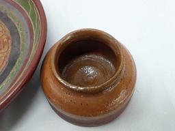 2 antique clay dishes