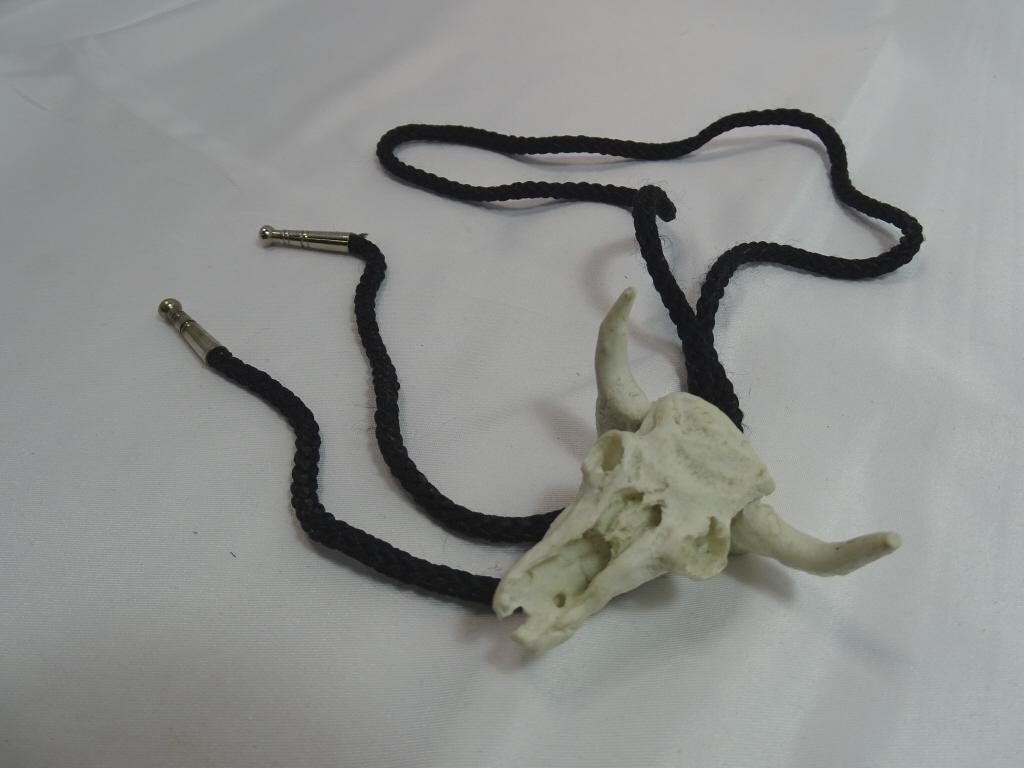 Cattle Skull Replica Bolo Tie w/ 34" Black Cord