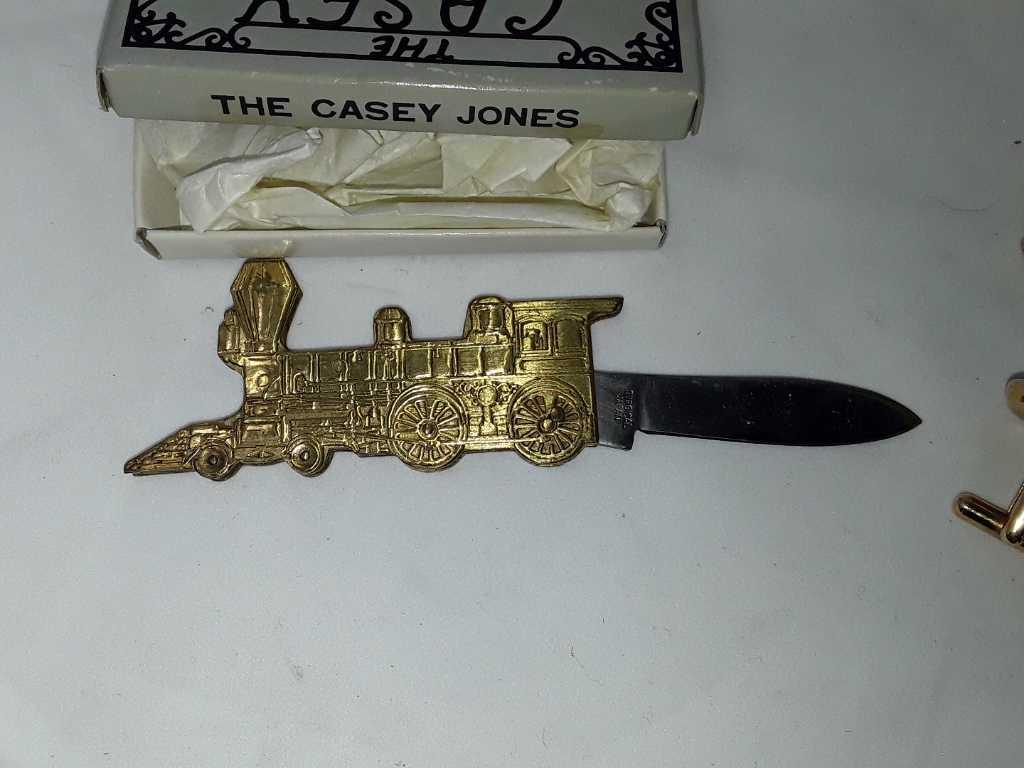 Casey Jones Train Engine Pocket Knife & Cuff Links