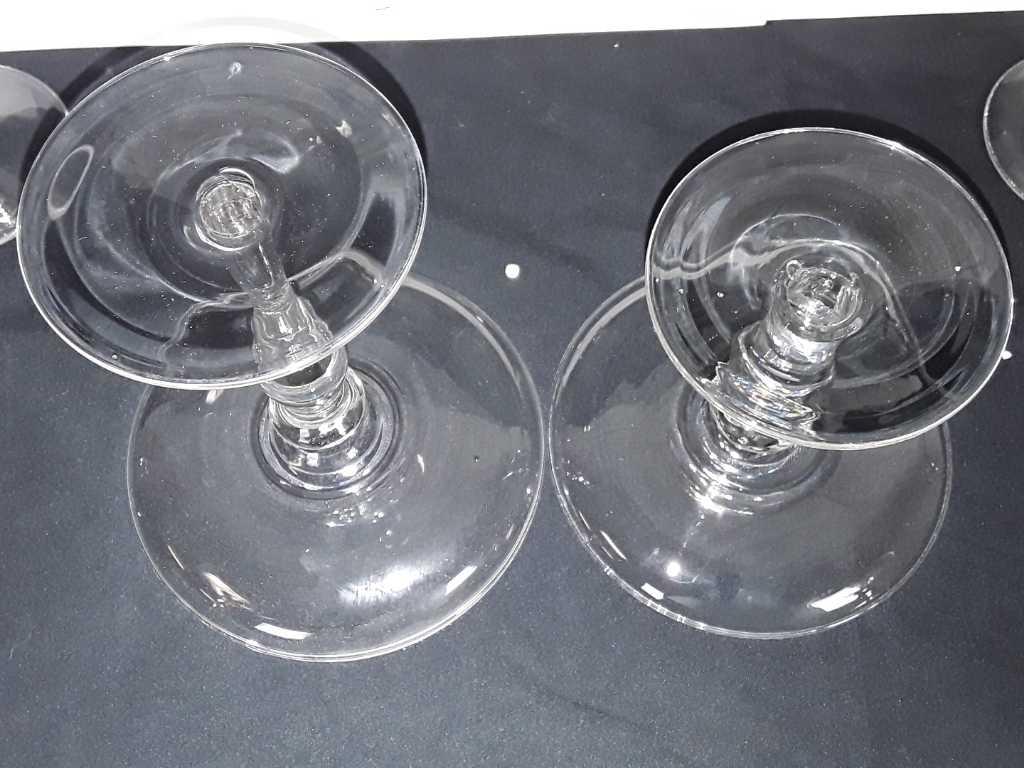 16 GLASS CANDLE HOLDERS - 2 KINDS - 6" AND 5" TALL