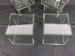 4 SQUARE GLASS PLANTERS - 8" X 8" X 8"