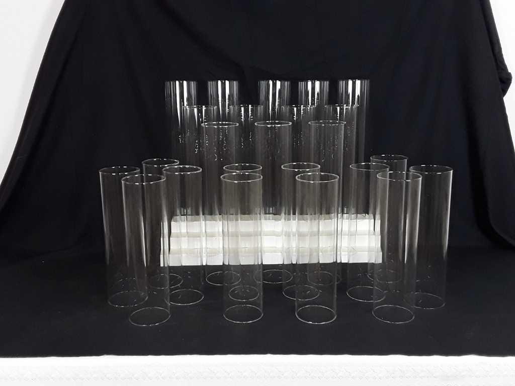 24 GLASS CYLINDERS FOR CANDLES - 4" X 17.5"