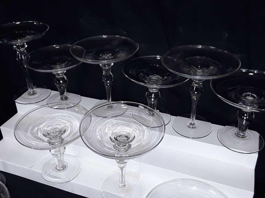 16 GLASS CANDLE HOLDERS - 2 KINDS - 6" AND 5" TALL