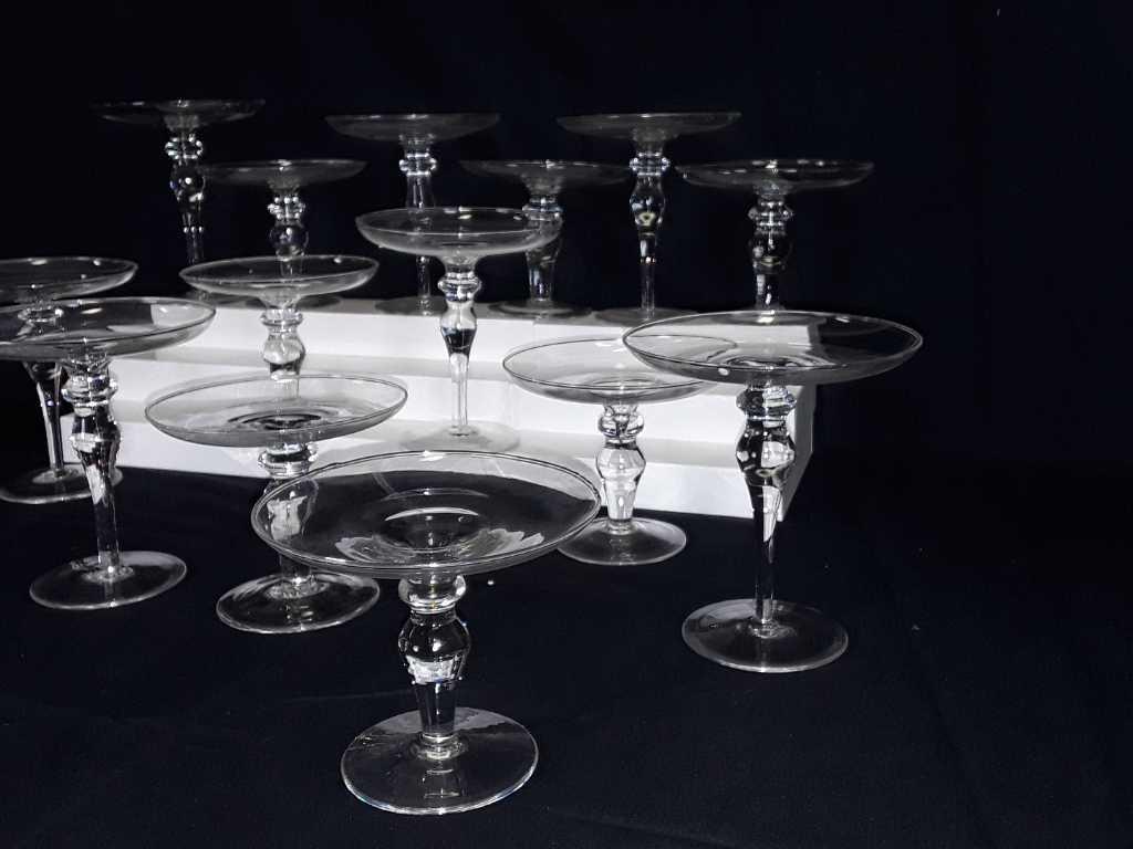 16 GLASS CANDLE HOLDERS - 2 KINDS - 6" AND 5" TALL