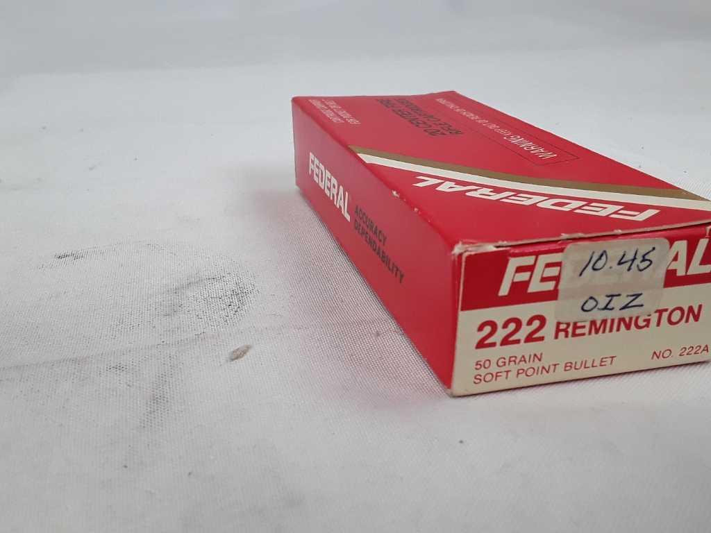 1 BOX OF FEDERAL 222 REMINGTON AMMO