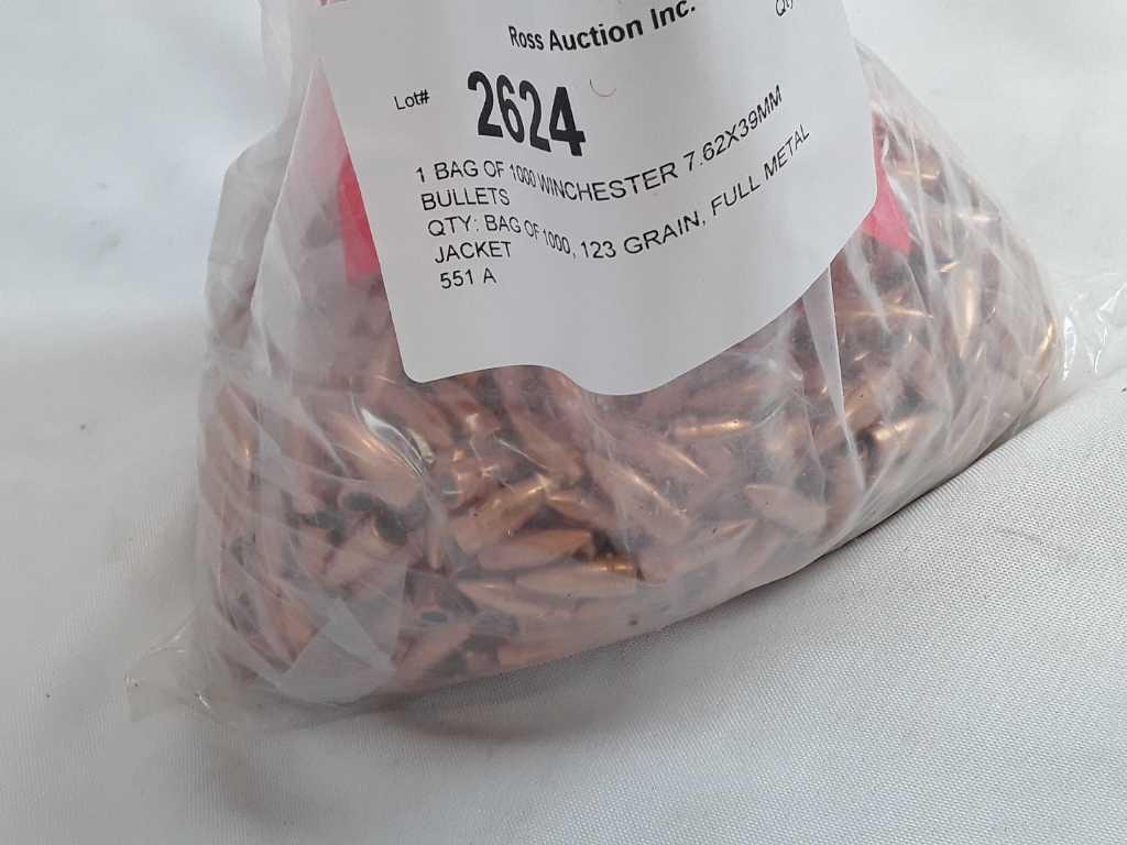 1 BAG OF 1000 WINCHESTER 7.62X39MM BULLETS