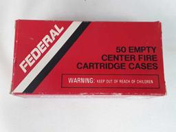 1 BOX FEDERAL 9MM CENTER FIRE CARTRIDGE CASINGS