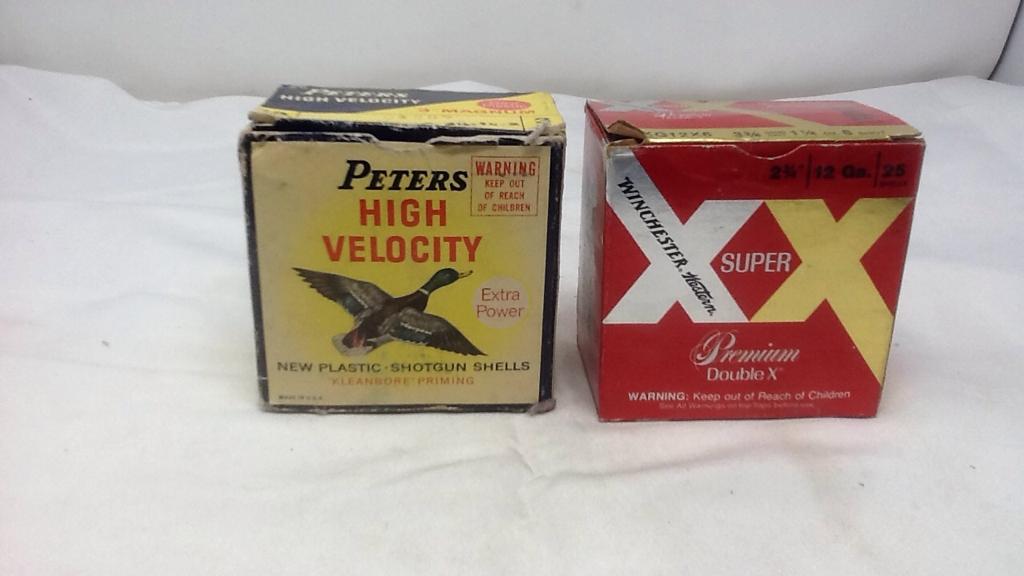 2 VINTAGE BOXES 12 GA SOME MISSING