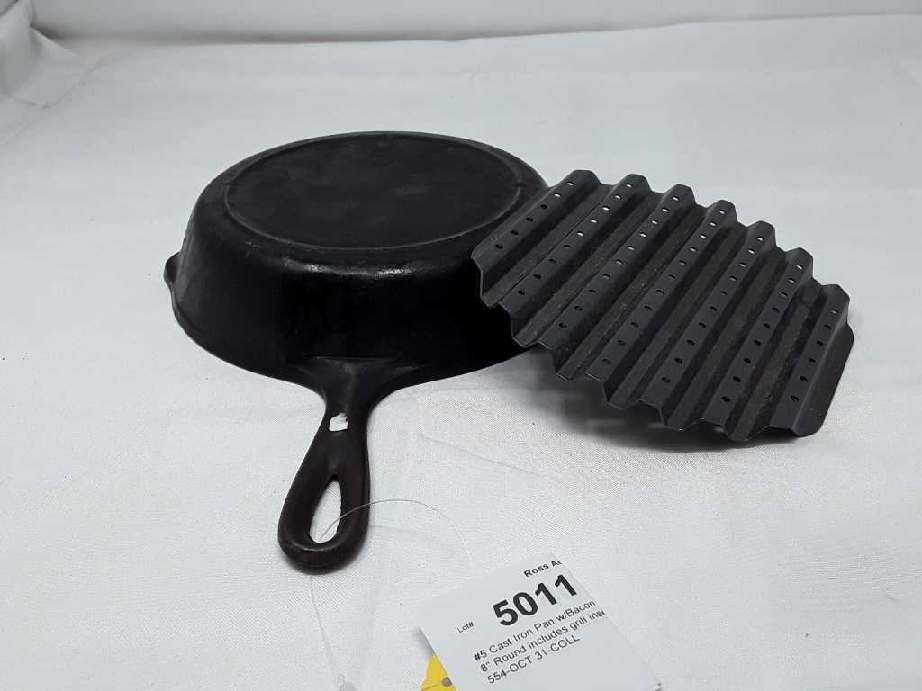 #5 Cast Iron Pan w/Bacon Grill Insert