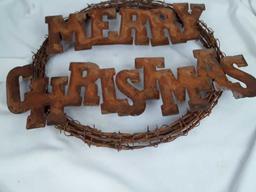BARBED WIRE MERRY CHRISTMAS WREATH