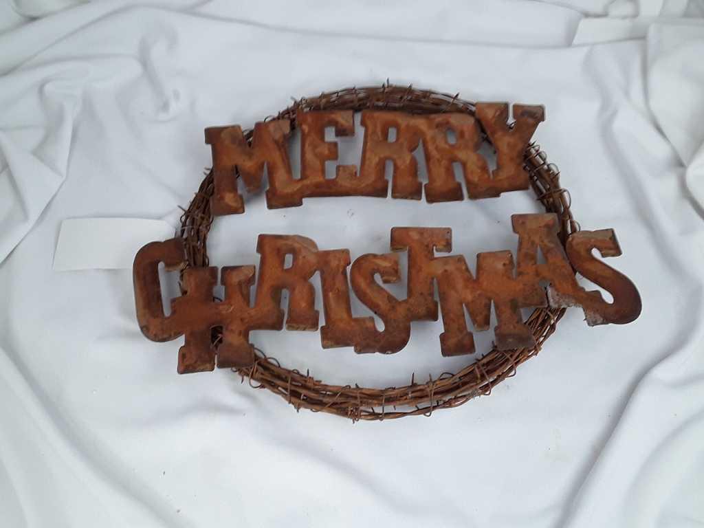 BARBED WIRE MERRY CHRISTMAS WREATH