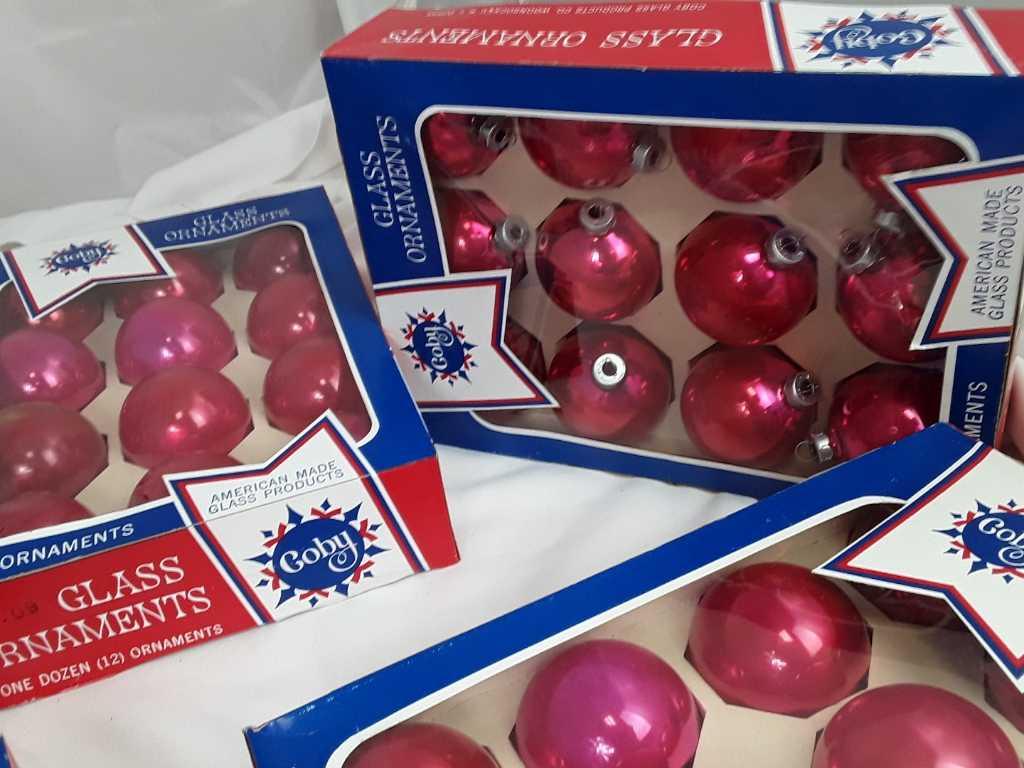 7 Boxes Coby Red Glass Ornaments 12 Dozen Ea