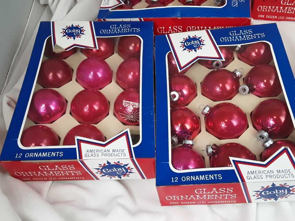 7 Boxes Coby Red Glass Ornaments 12 Dozen Ea