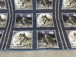 108" X 106" WOLF PATTERN QUILTED BLANKET