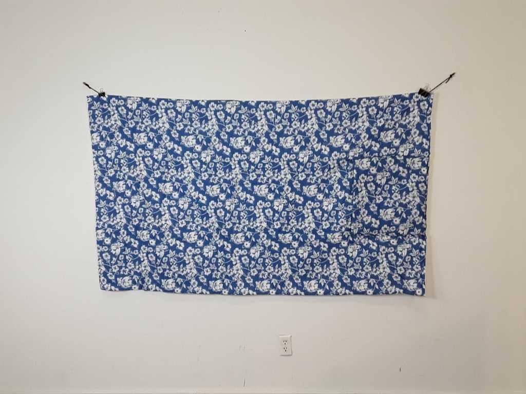 44" X 74" BLUE FLORAL PILLOW QUILT