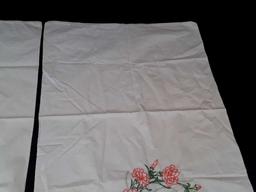 SET OF EMBROIDERED PILLOWCASES W/ORANGE FLOWERS