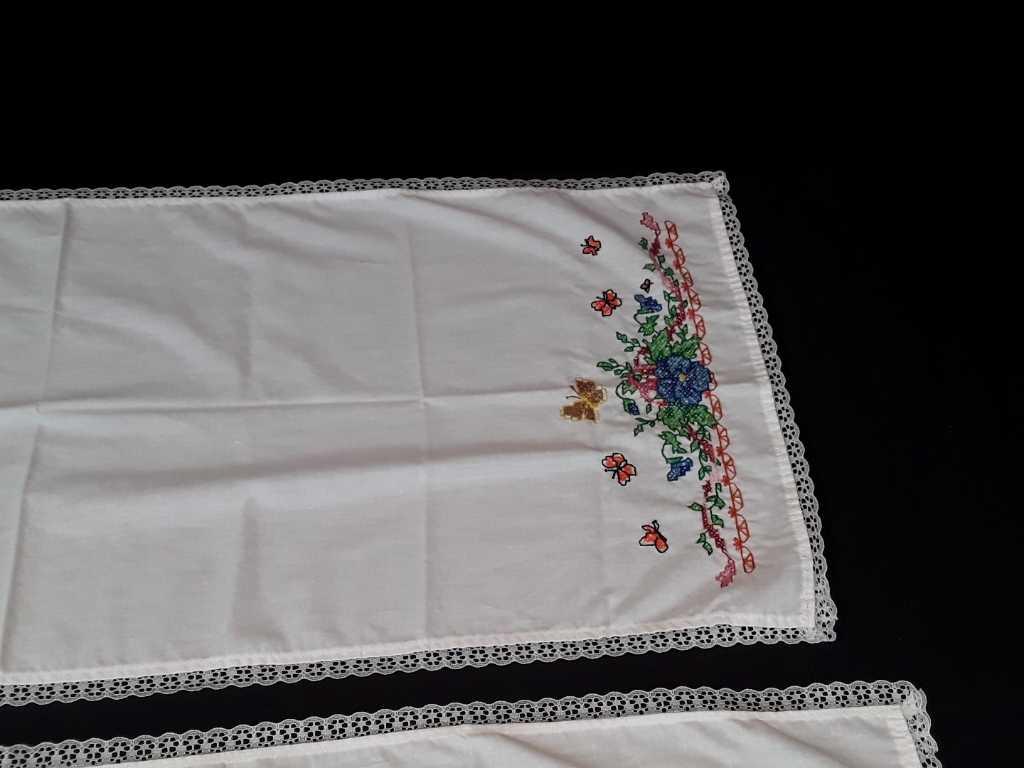 2 EMBROIDERED DRESSER SCARVES BRIGHT COLORS