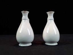 2 "THE CAMEO RIBBON VASE" CHINA VASES