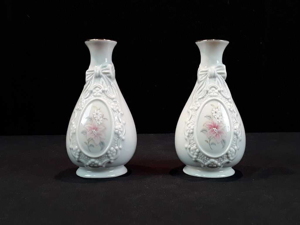 2 "THE CAMEO RIBBON VASE" CHINA VASES