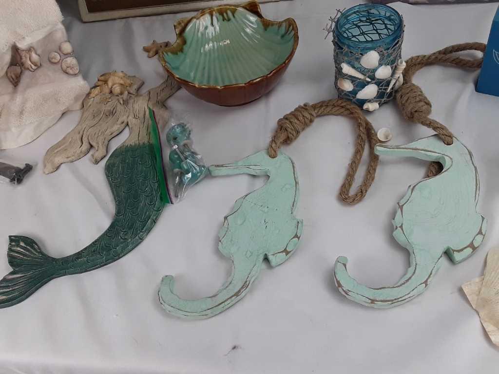BASKET OF BEACH AND MERAMID DECORATIONS