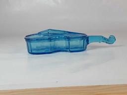 BLUE GLASS VIOLIN DISH WITH COVER