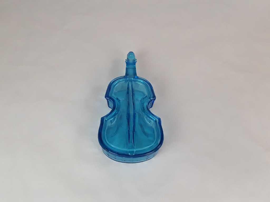 BLUE GLASS VIOLIN DISH WITH COVER