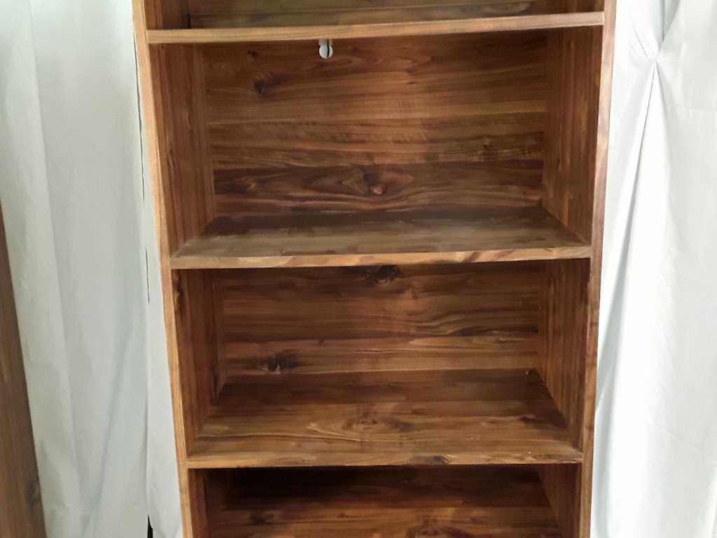 2 MATCHING LIGHTED BOOKCASES  DARK COLORED WOOD