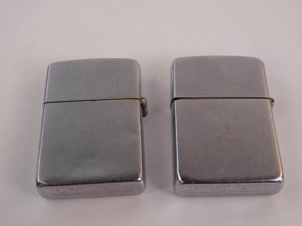 2 ZIPPO LIGHTERS, 1 NO ENGRAVING, 1 LACKLAND AFB