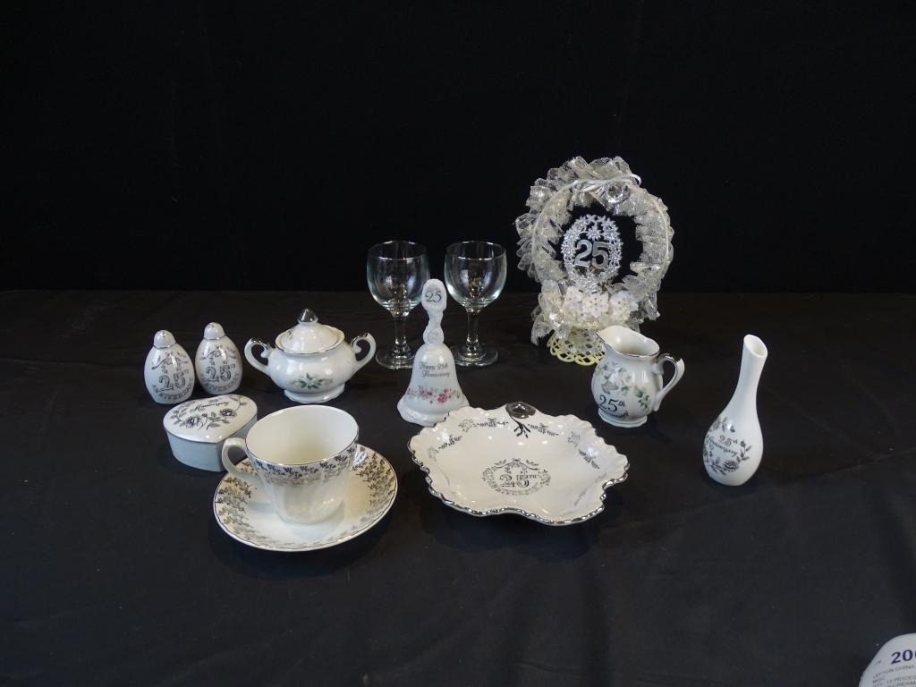 LEFTON CHINA HAND PAINTED  25TH ANV/ W MISC