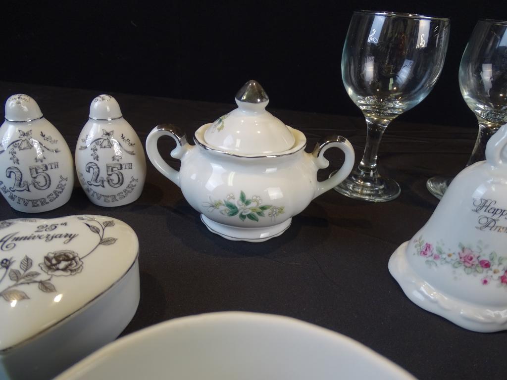 LEFTON CHINA HAND PAINTED  25TH ANV/ W MISC