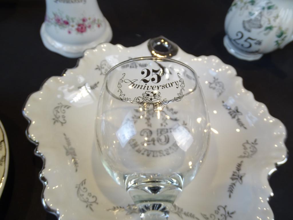 LEFTON CHINA HAND PAINTED  25TH ANV/ W MISC