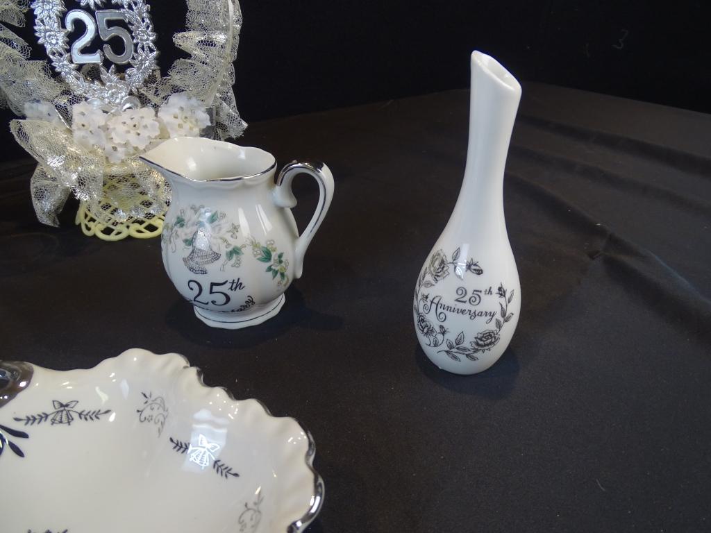 LEFTON CHINA HAND PAINTED  25TH ANV/ W MISC