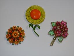 Vintage Pins:Bright Floral & Glass