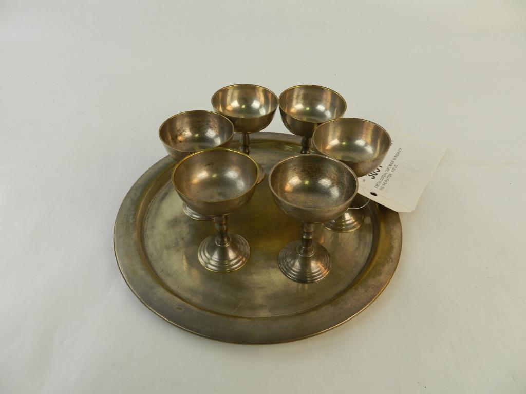 6 METAL CORDIAL CUPS MADE IN INDIA 3"H