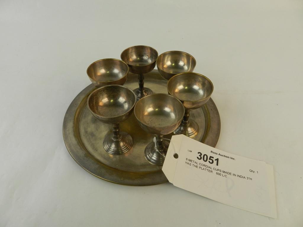 6 METAL CORDIAL CUPS MADE IN INDIA 3"H