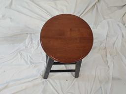 WOODEN STOOL W/BLACK COLORED LEGS