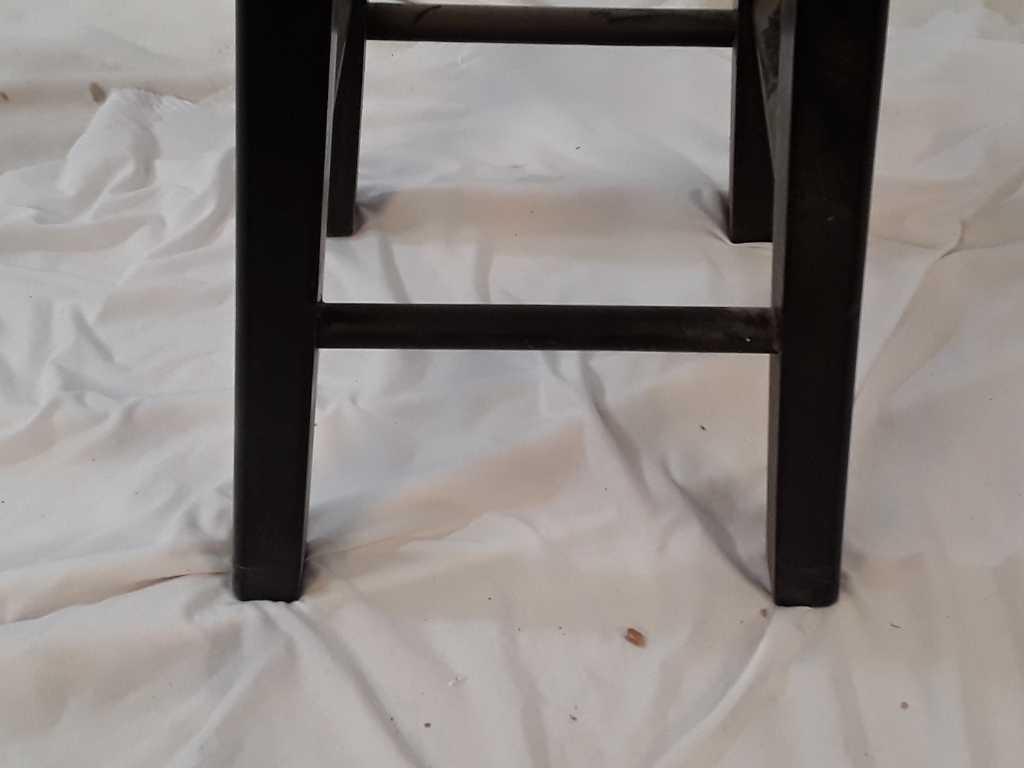 WOODEN STOOL W/BLACK COLORED LEGS