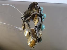 Stainless & Aqua Bead Bracelet