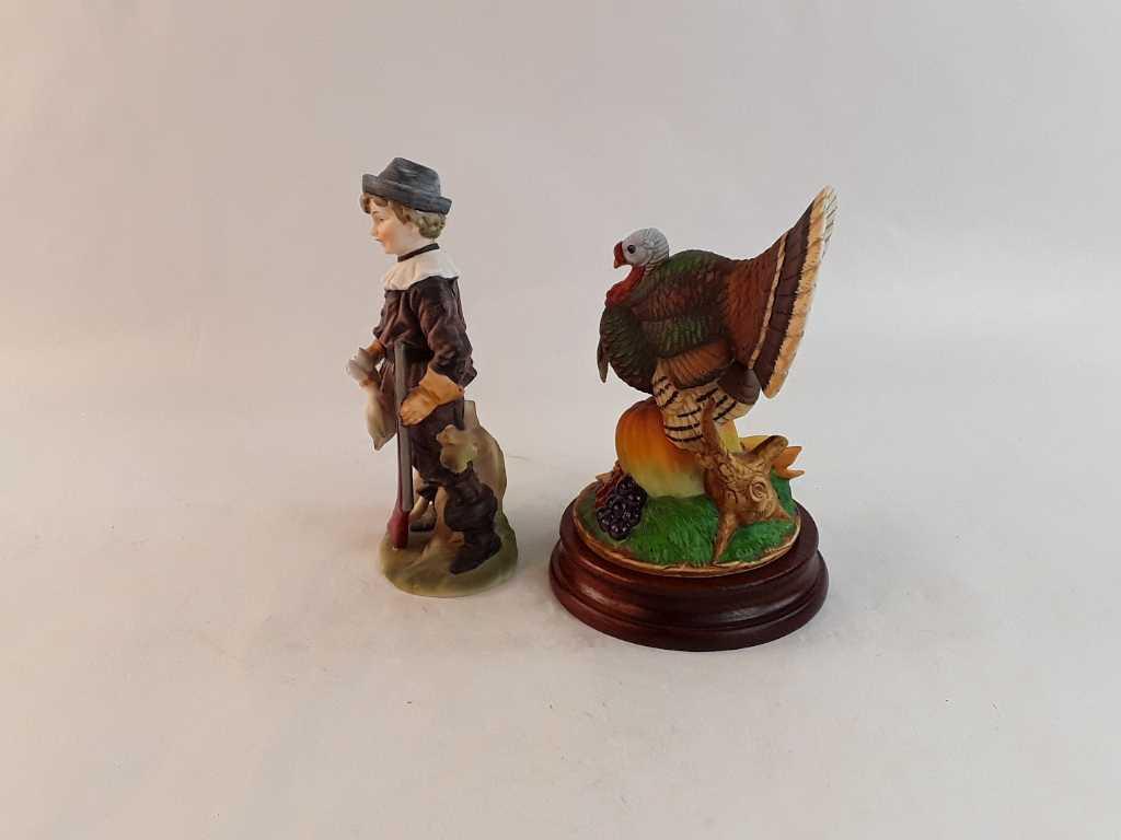 SET OF 2 THANKSGIVING THEMED PORCELAIN FIGURINES