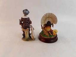 SET OF 2 THANKSGIVING THEMED PORCELAIN FIGURINES