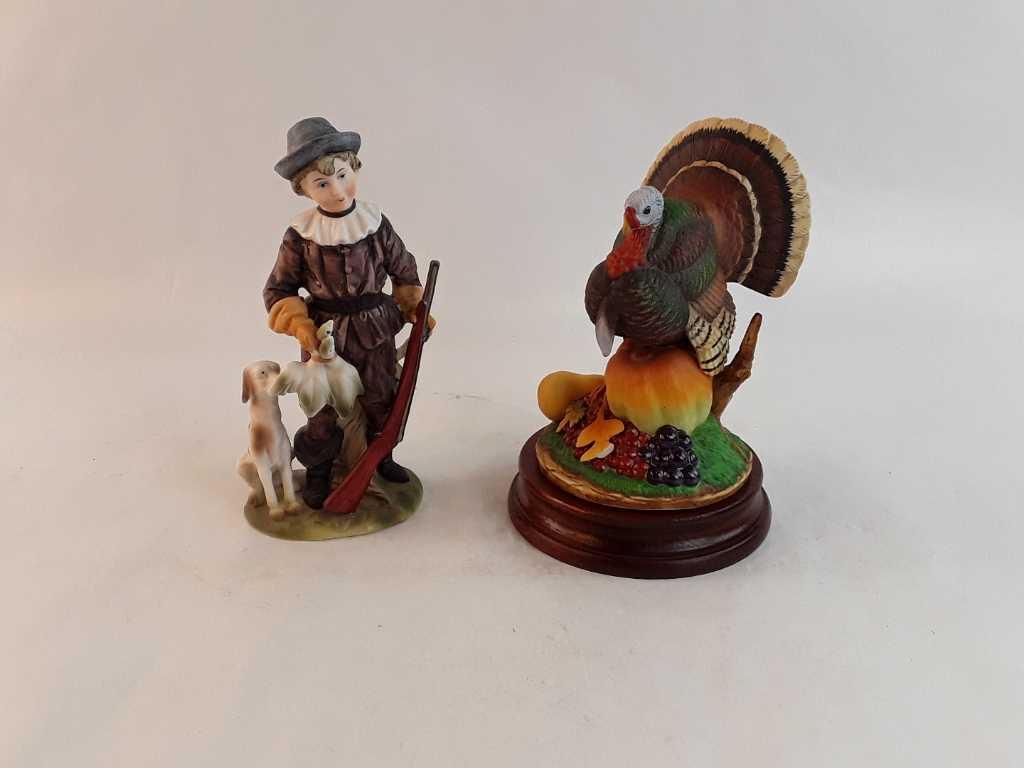 SET OF 2 THANKSGIVING THEMED PORCELAIN FIGURINES