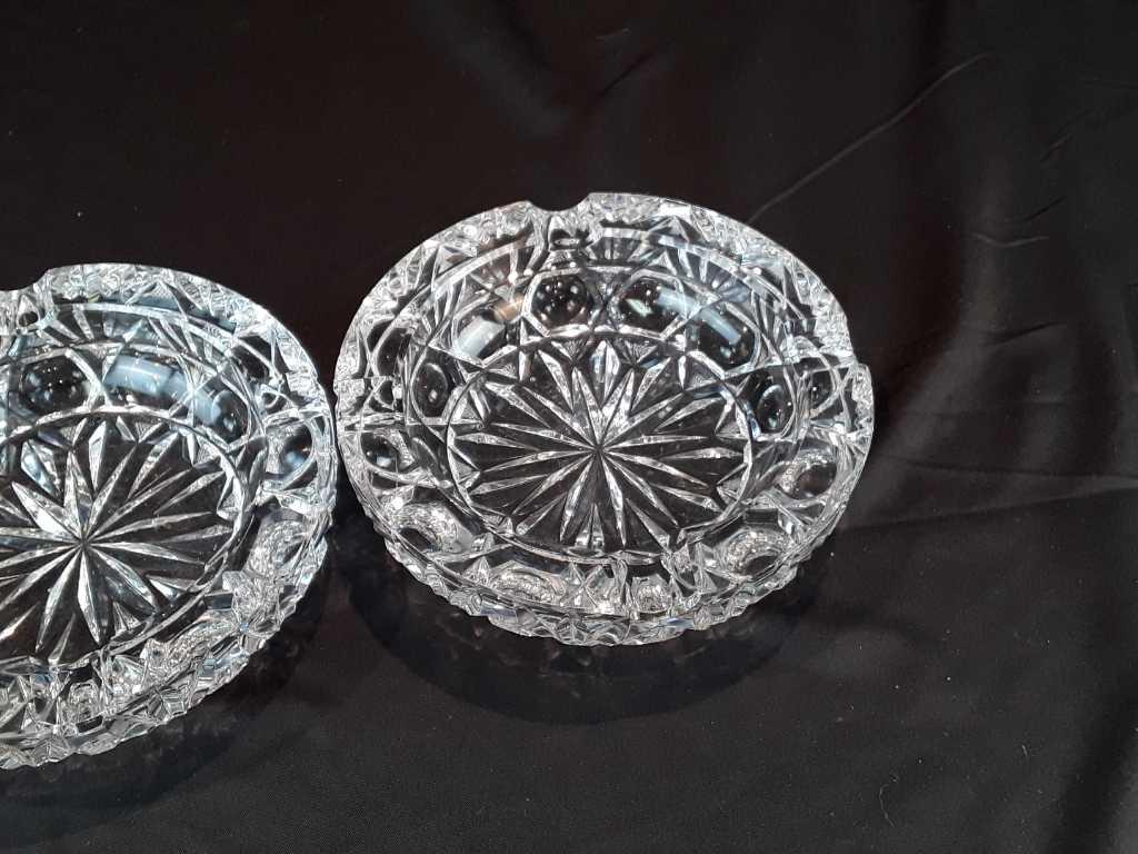 2 MATCHING GLASS ASHTRAYS