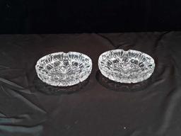 2 MATCHING GLASS ASHTRAYS