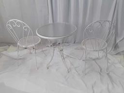 PAIR OF GARDEN CHAIRS  AND TABLE