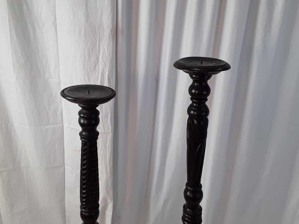 PAIR OF WOOD CANDLE STICK